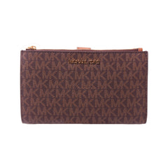 MK DOUBLE SIGNATURE ZIPPER WALLET 35F8GTVW0B BRN (IR) Default Title - MamasJan Ladies Shoes & Bags