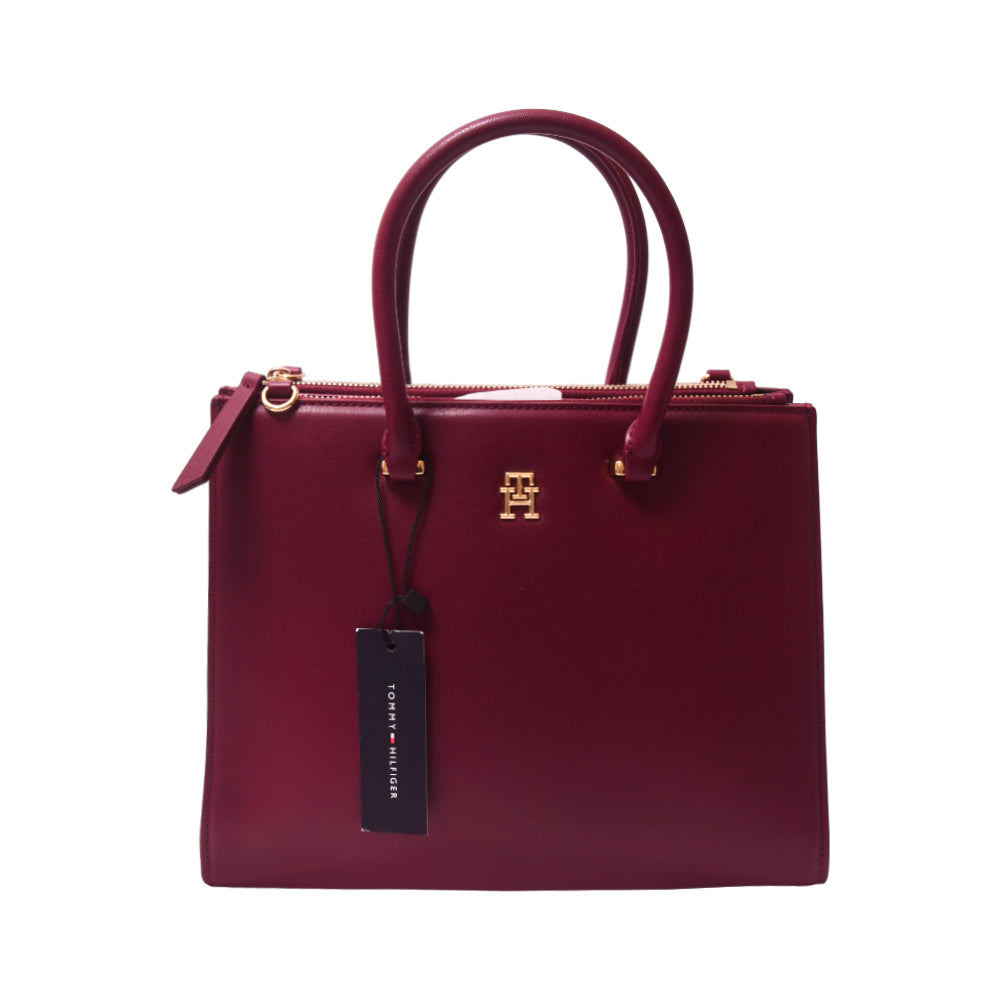 TOMMY HILFIGER LARGE BURGANDY TOTE BAG Default Title - MamasJan Tommy Hilfiger