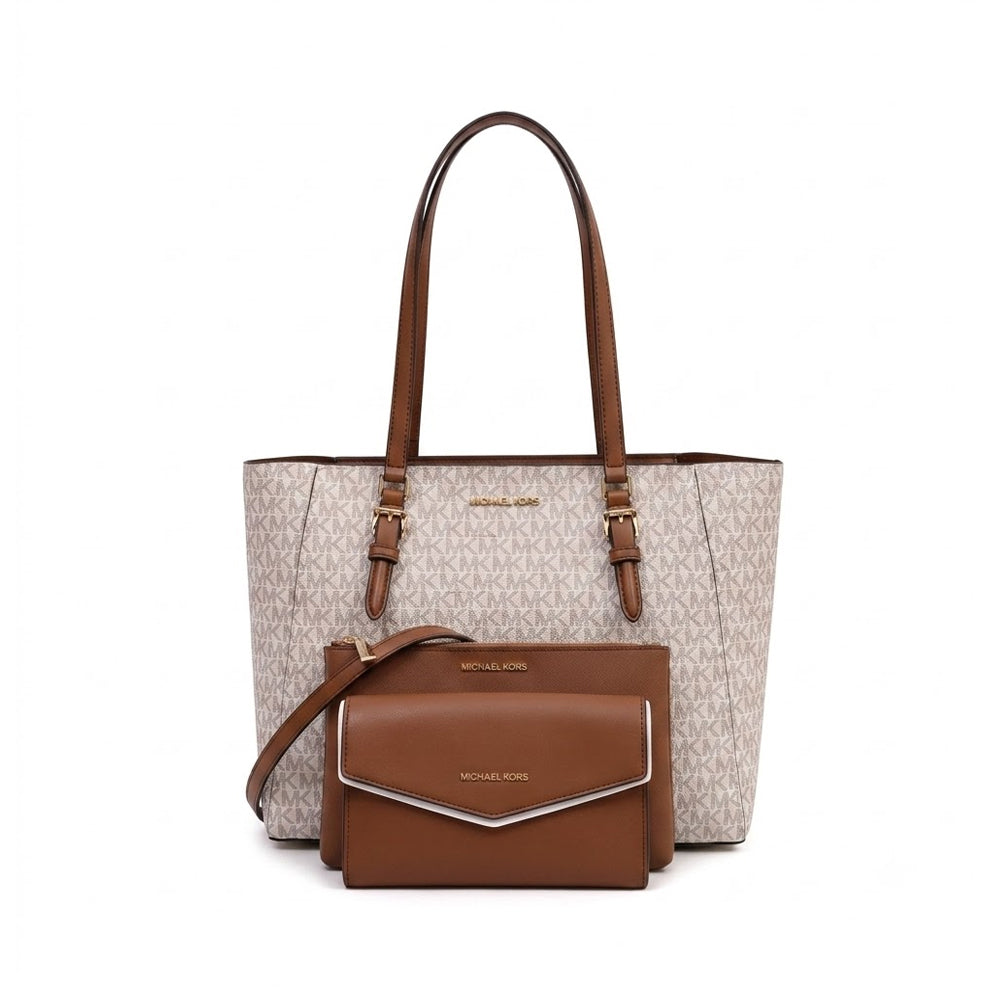 MK CHARLOOTE 3IN1 TOTE BAG 35F3GCFT9T VANILLA SIG (IR) Default Title - MamasJan Ladies Shoes & Bags