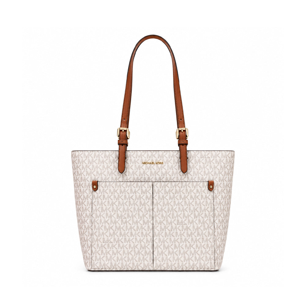 MK JET SET TRAVEL DBL POCKET TOTE BAG 35F3GTVT3B VANILLA SIG Default Title - MamasJan Ladies Shoes & Bags