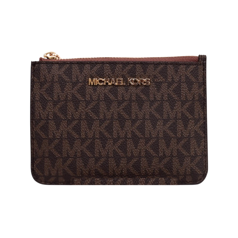 MK JET SET TRAVEL CARD HOLDER 35H9GTVP1B BROWN SIG (IR) Default Title - MamasJan Ladies Shoes & Bags