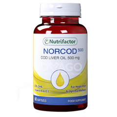 Nutrifactor Norcod Cod Liver Oil Softgels 500mg (1 Bottle = 60 Softgel Capsules)