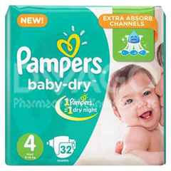 PAMPERS BABY DIAPERS 4 MAXI 32PCS