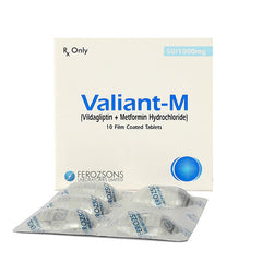 Valiant-M Tablets 50/1000mg (1 Box = 1 Strip)(1 Strip = 10 Tablets)