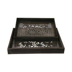 TRAY SET 2PC WOODEN IR 17Z115 Default Title - MamasJan Crockery