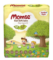 Momse Baby Diapers Jumbo Pack Small size 2 68Pcs