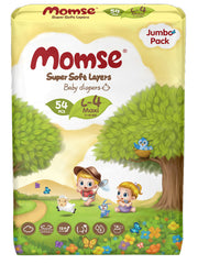 Momse Baby Diapers Jumbo Pack Large size 4 54Pcs