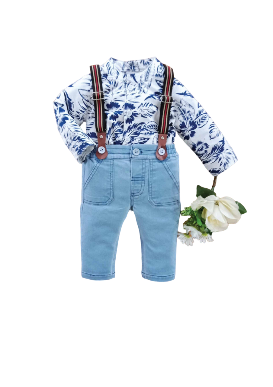 BOYS L/S 3PC SHIRT GALAS PANT SUIT MZW-24 3-4 YEAR 249-008B Default Title - MamasJan KidsWear