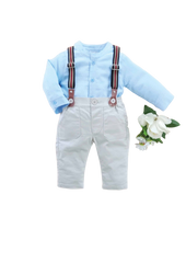 BOYS L/S 3PC SHIRT GALAS PANT SUIT MZW-24 0-3M 249-0011A Default Title - MamasJan KidsWear