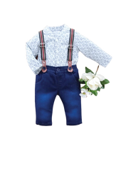 BOYS L/S 3PC SHIRT GALAS PANT SUIT MZW-24 0-3M 249-0014A Default Title - MamasJan KidsWear