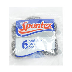 SPONTEX STAINLESS STEEL SCOURERS 6PCS Default Title - MamasJan Grocery Nonfood