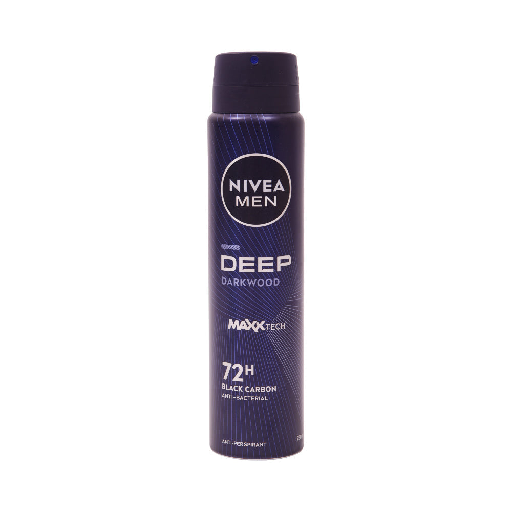 NIVEA MEN DEODORANT DEEP DARKWOOD BLACK CARBON 72H 250ML Default Title - MamasJan perfumes