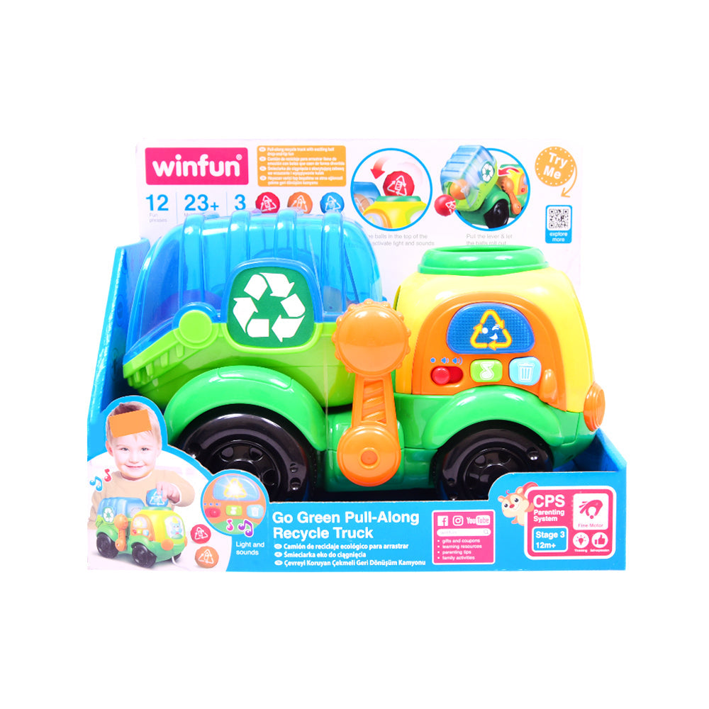 250302 WF PULL ALONG RECYCLE TRUCK A.I Default Title - MamasJan Toys