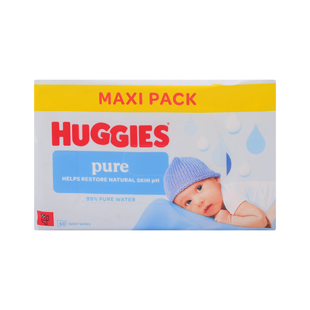 HUGGIES BABY WIPES PURE 60PC Default Title - MamasJan Grocery Nonfood