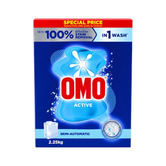 OMO WASHING POWDER ACTIVE SEMI-AUTOMATIC BLUE 2.25 KG Default Title - MamasJan Grocery Nonfood