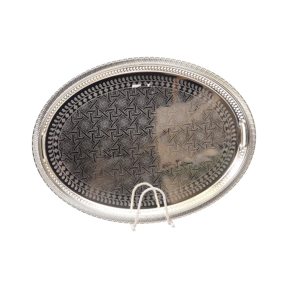 TRAY ZOLTEN OVAL SILVER ZL2013640 Default Title - MamasJan Crockery