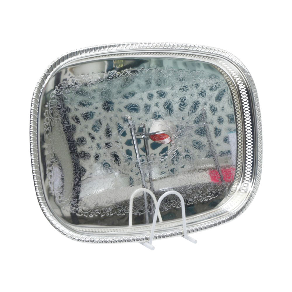 TRAY ZOLTEN RECT SILVER ZL2013648 Default Title - MamasJan Crockery