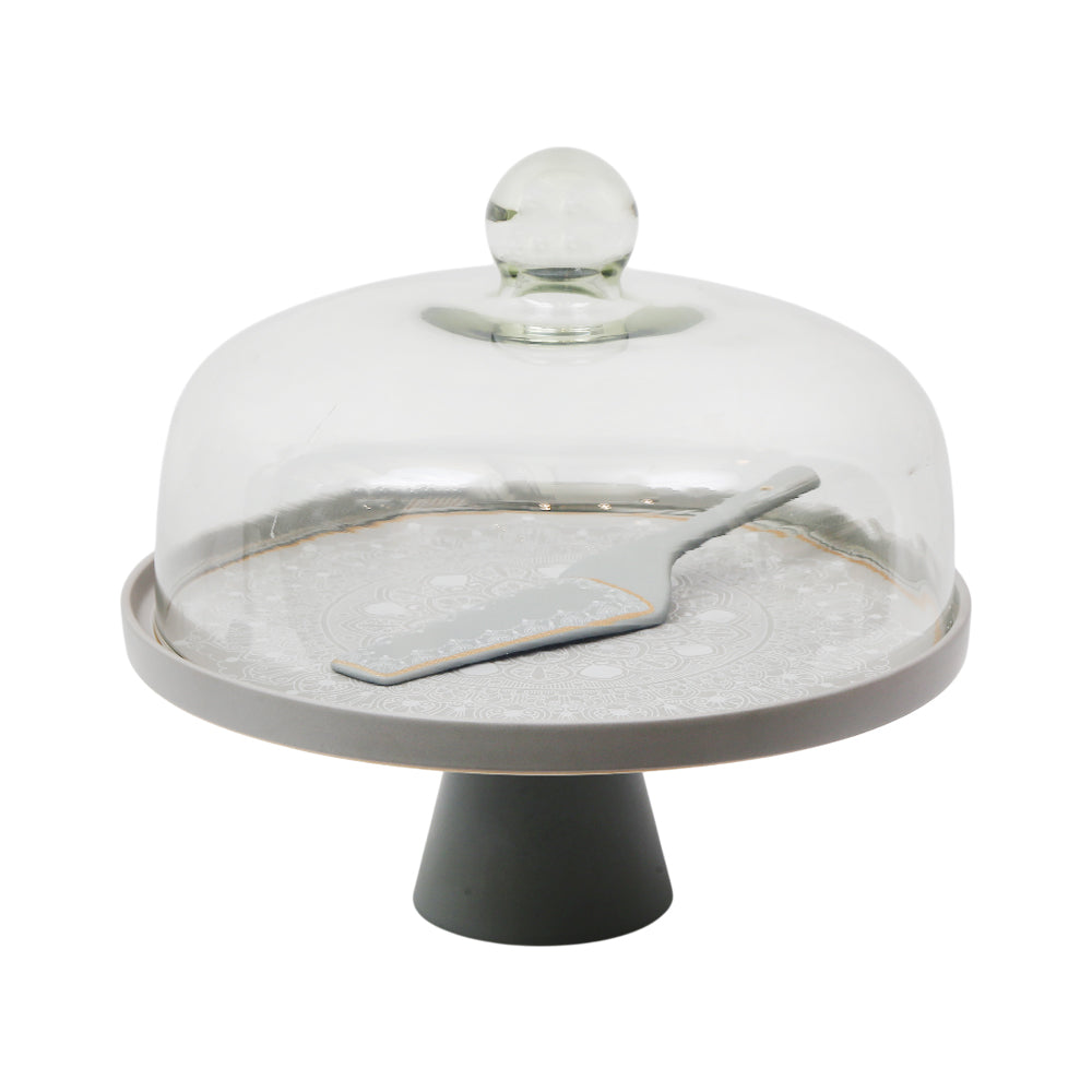 CAKE DISH WITH SPOON ANGELA MK294 Default Title - MamasJan Crockery