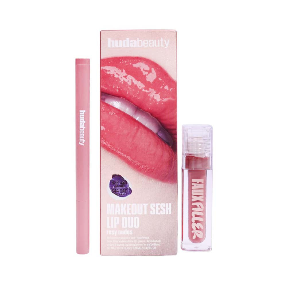 HUDA BEAUTY MAKEOUT SESH LIP DUO ROSY NIDES 3.9ML Default Title - MamasJan Makeup