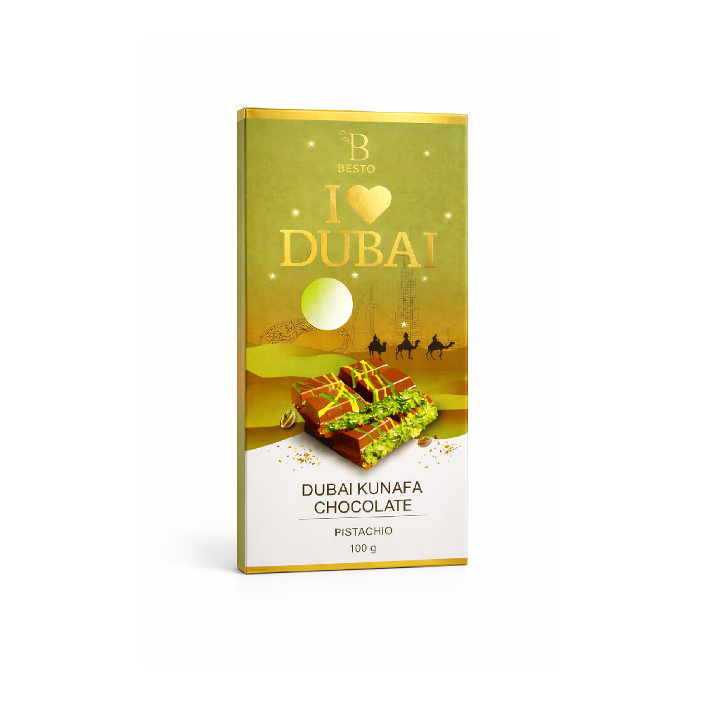 BESTO CHOCOLATE BAR DUBAI KUNAFA PISTACHIO 100 GM Default Title - MamasJan Grocery Food