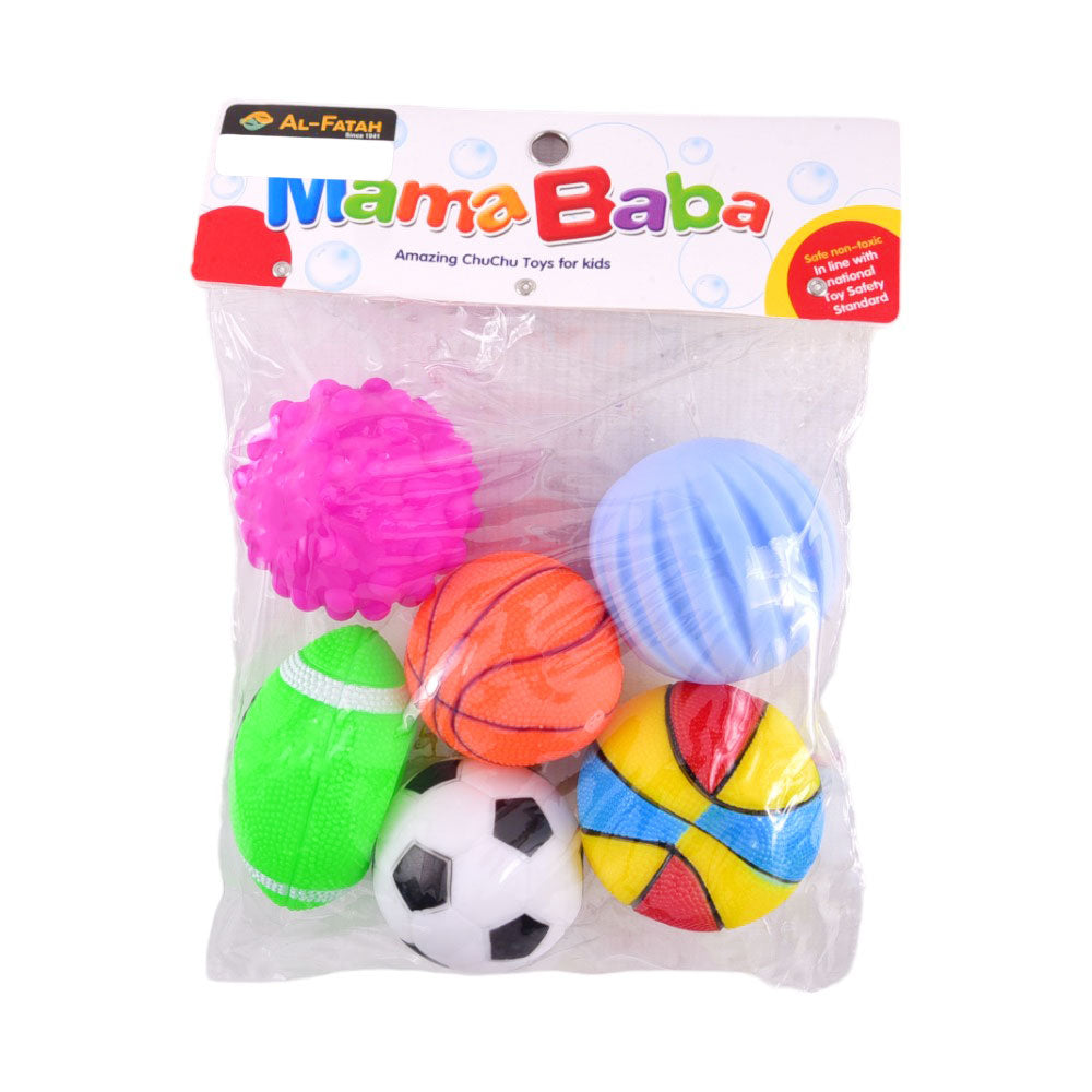 BA8-6 MAMA BABA BALL CHUCHU 6PC A.I (3+ MONTH) Default Title - MamasJan Toys