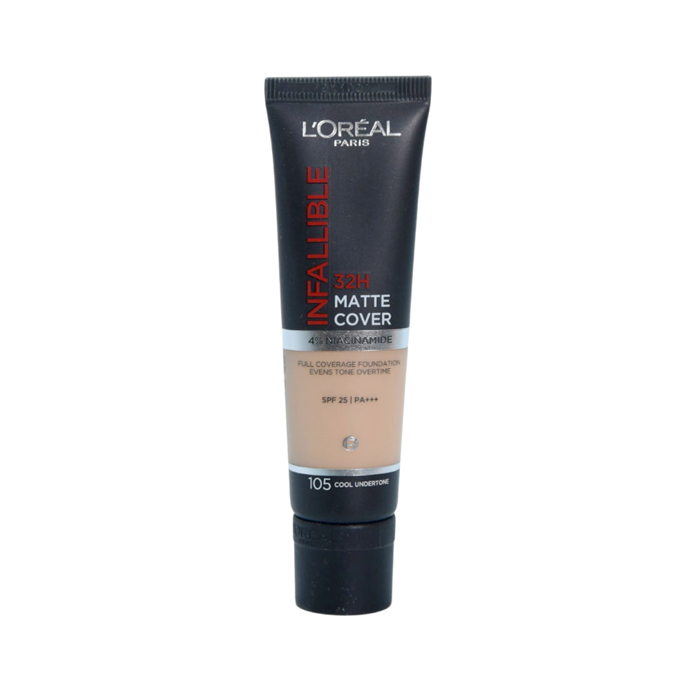 LOREAL INF 32H-MATTE COVER FOUNDATION 4% NIACINAMIDE NO 105 SPF25 P Default Title - MamasJan Makeup