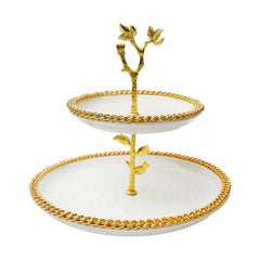 DISH CAKE PORCELAIN MORE & MORE 2TIRE M09-W Default Title - MamasJan Crockery