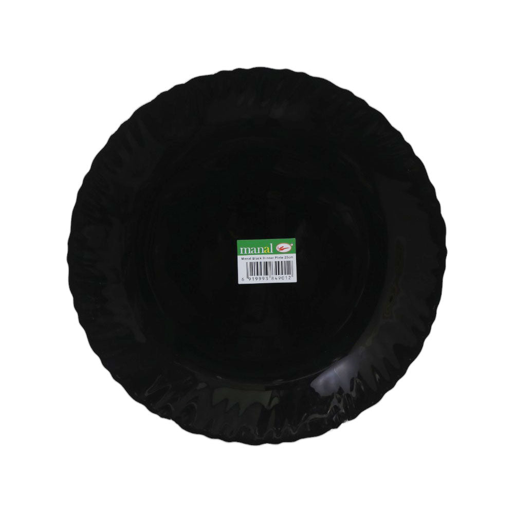 PLATE DINNER BLACK MANAL ROUND B0029 Default Title - MamasJan Crockery