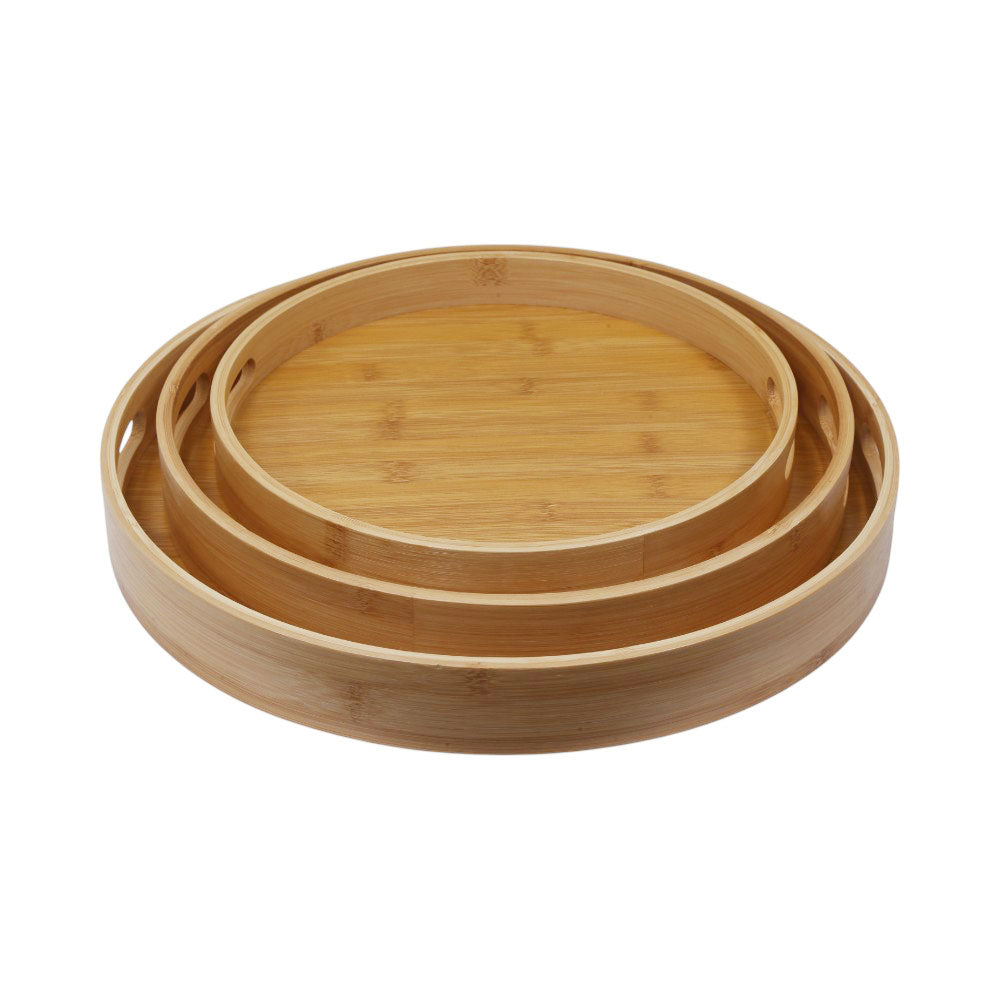 TRAY SET 3PC ROUND WOODEN IR 35990-3 Default Title - MamasJan Crockery