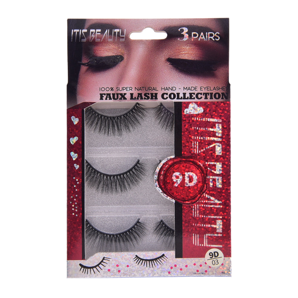 ITIS BEAUTY EYELASH 9D 3PAIR IR E-5162 Default Title - MamasJan Makeup