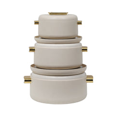 HOT POT SET 3PC FOREVER GOLD EB9135G WHITE Default Title - MamasJan Crockery