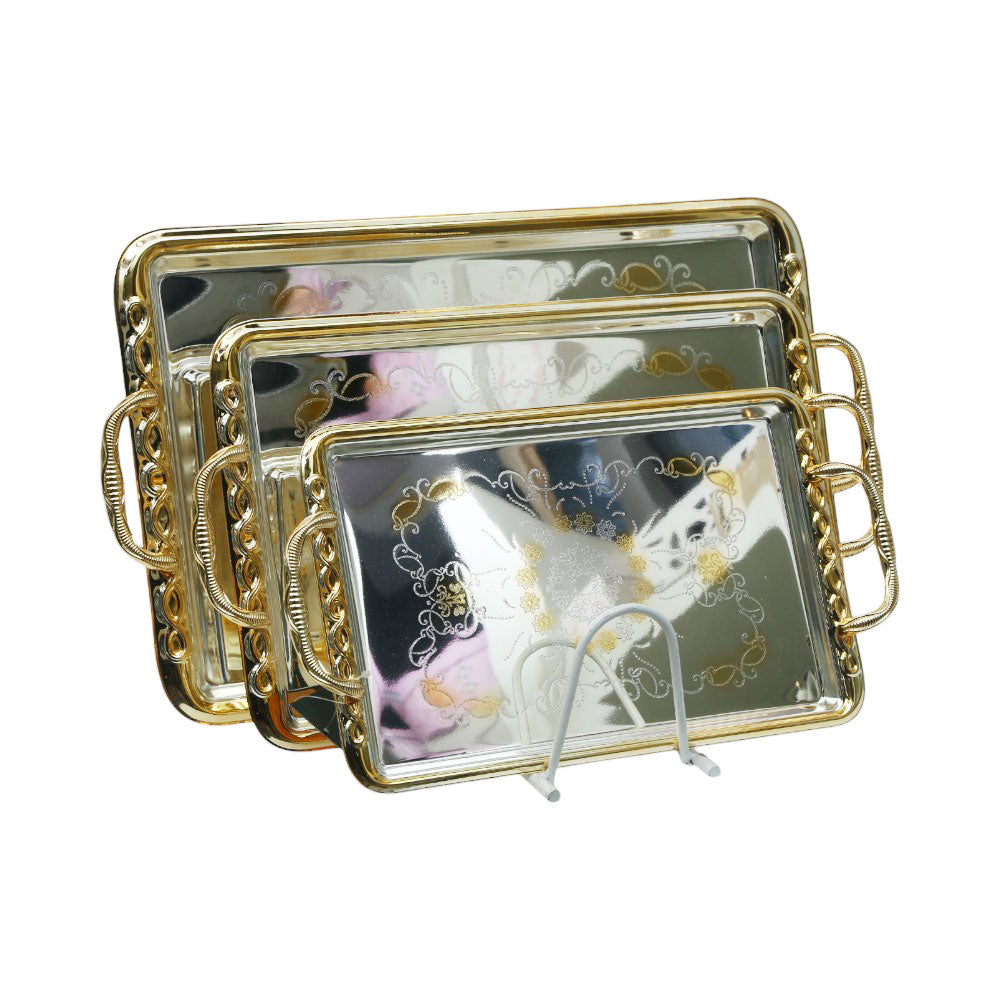 TRAY SET 3PC STEEL OPALINA T1801-3-SG Default Title - MamasJan Crockery