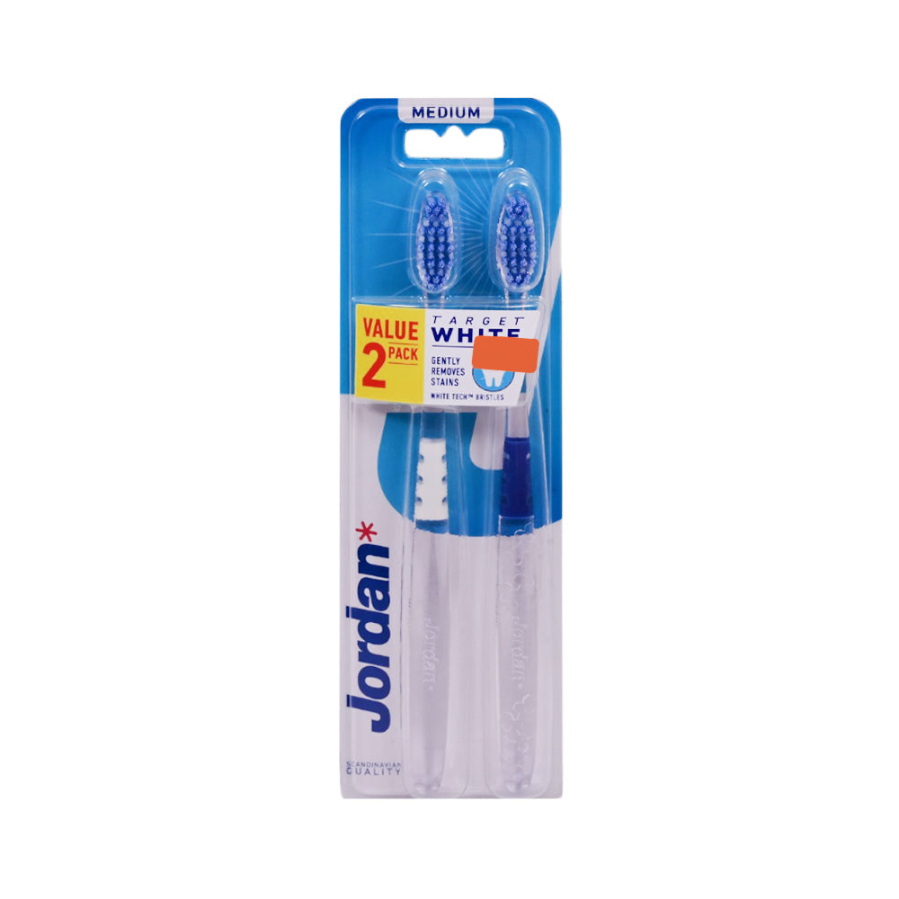 JORDAN TARGET WHITE MEDIUM 2 PACK TOOTH BRUSH Default Title - MamasJan Grocery Nonfood