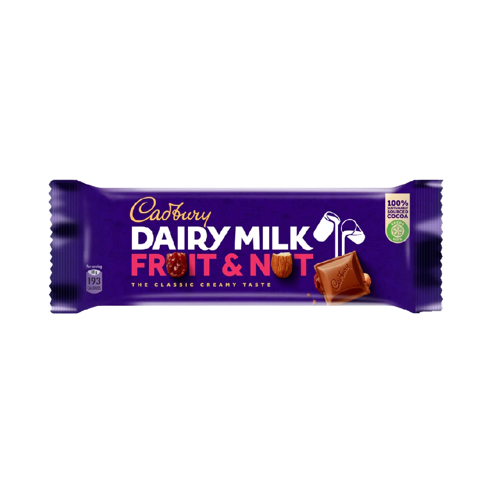 CABDURY DAIRY MILK CHOCOLATE BAR FRUIT & NUT 30 GM Default Title - MamasJan Grocery Food