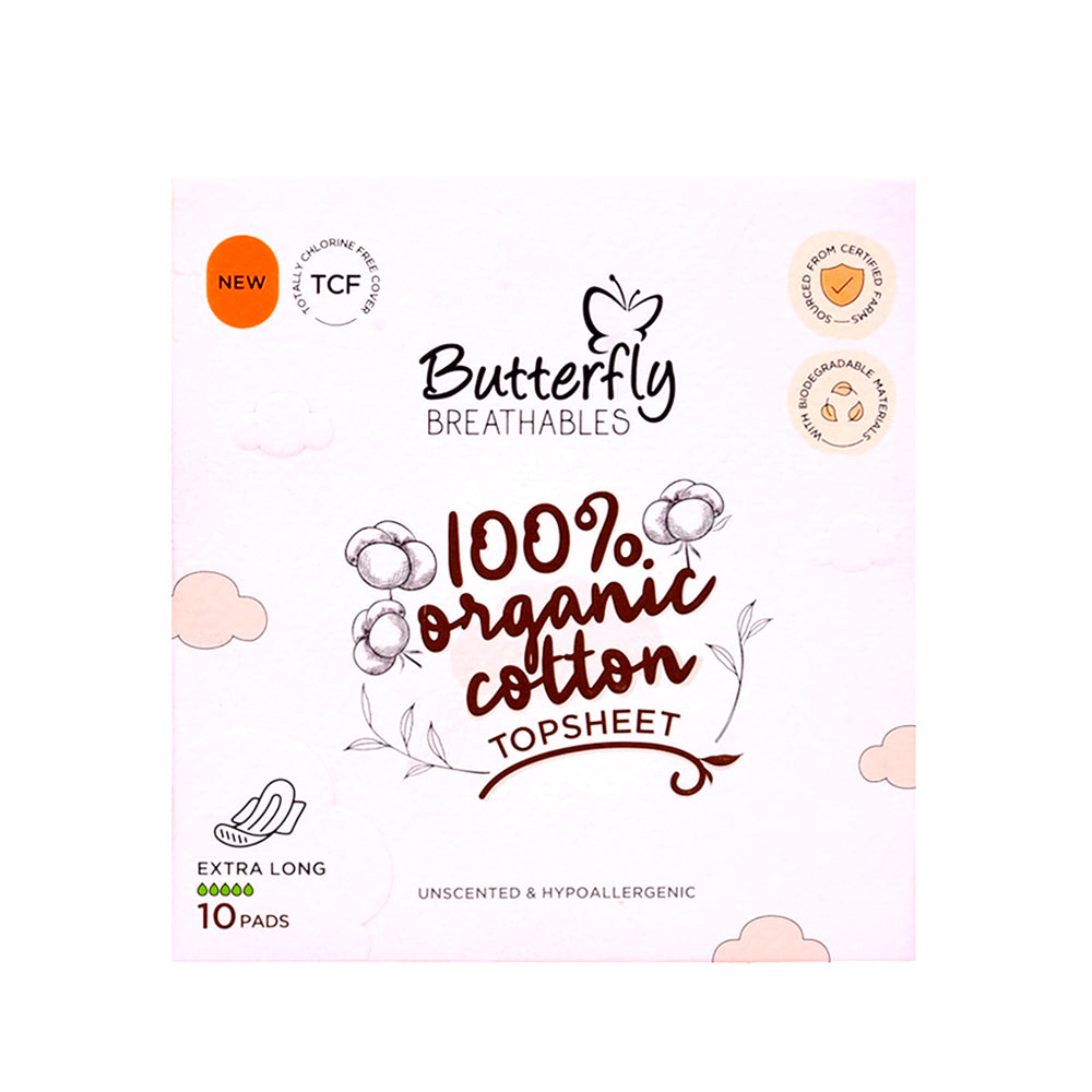 BUTTERFLY BREATHABLES ORGANIC COTTON EXTRA LONG 10 PCS Default Title - MamasJan Grocery Nonfood