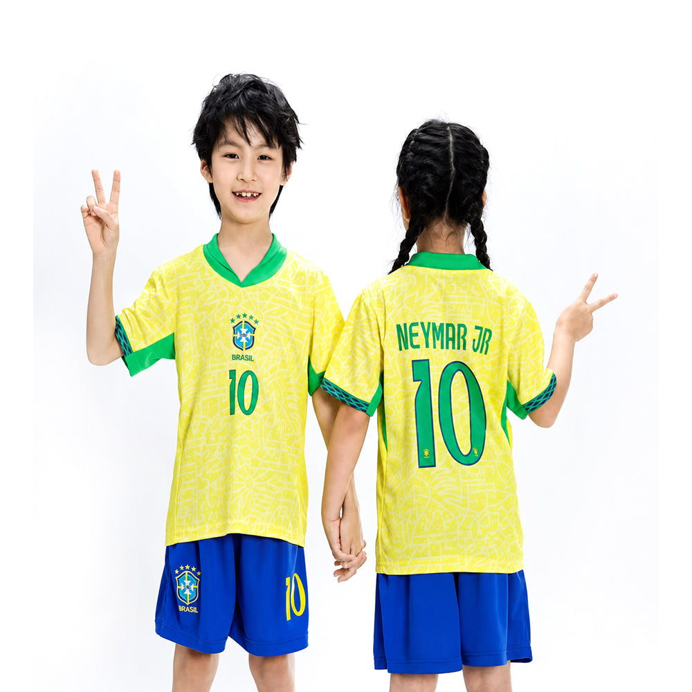 NEYMAR JR 2PC FOOT-BALL JERSEY YLW/BLU IRS-26 2-3 YEAR 009 13-14 YEAR - MamasJan KidsWear
