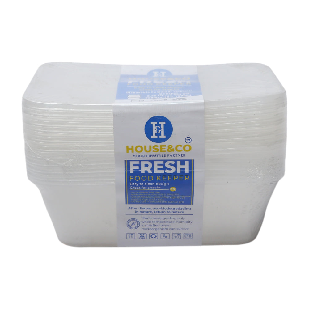 HOUSE & CO DISP RECT. CONTAINER CLEAR 750ML 10PCS Default Title - MamasJan Grocery Nonfood