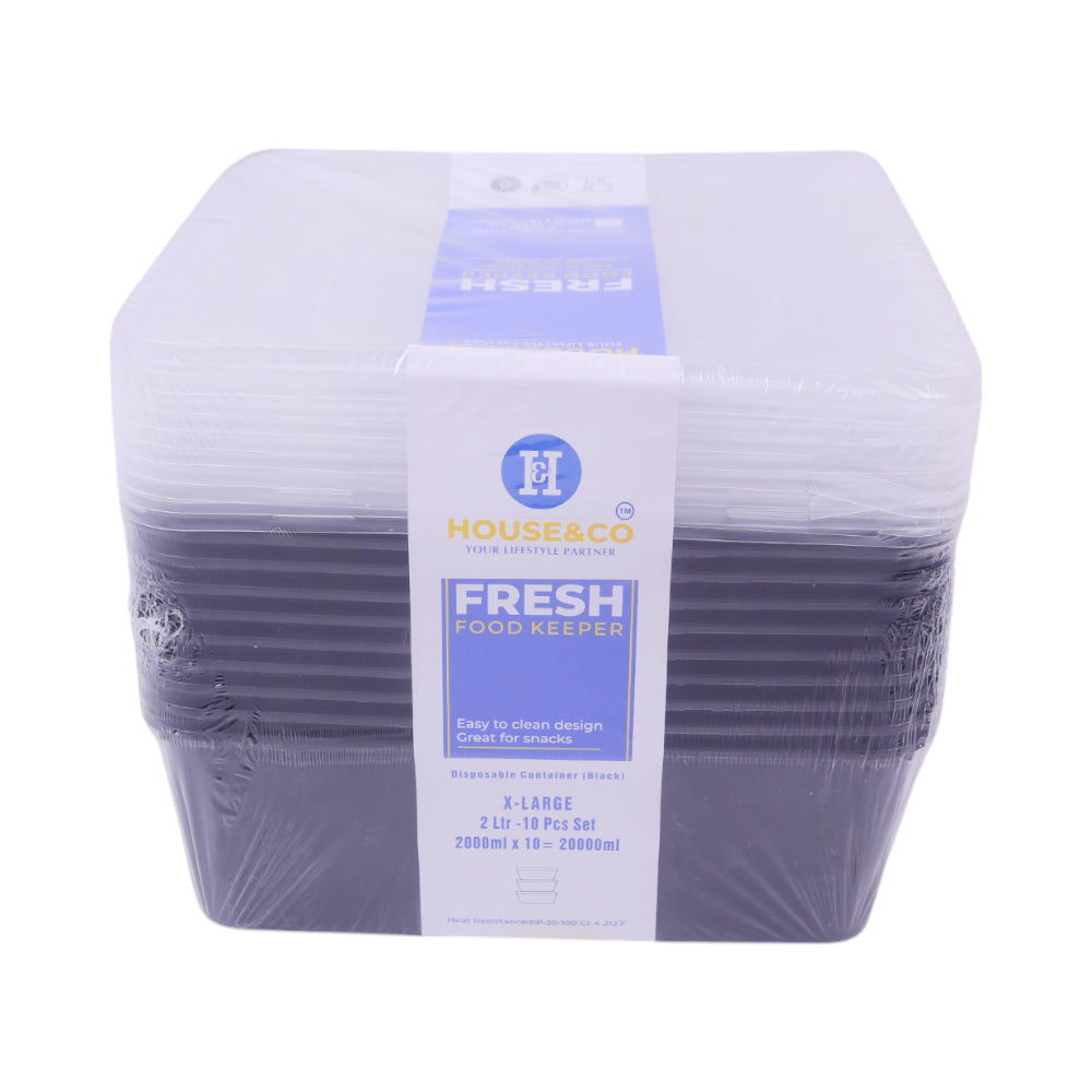 HOUSE & CO DISP RECT. CONTAINER BLACK 2000ML 10PCS Default Title - MamasJan Grocery Nonfood