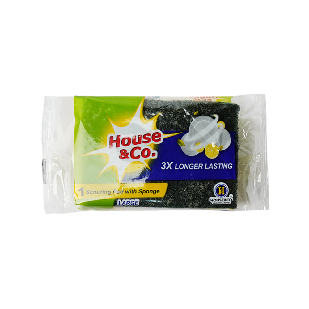 HOUSE&CO. SCOURING PAD WITH SPONGE LARGE 1PCS Default Title - MamasJan Grocery Nonfood