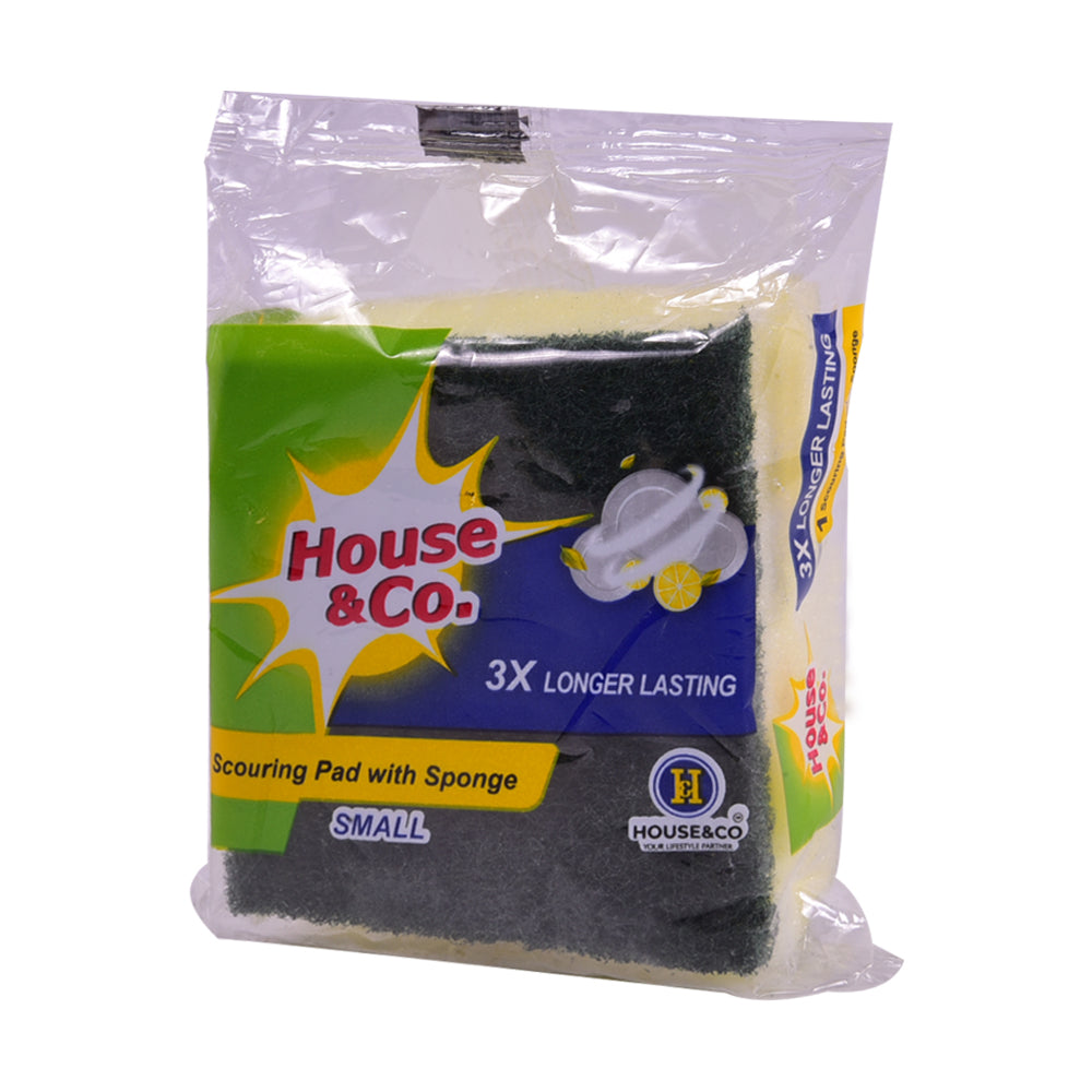 HOUSE&CO. SCOURING PAD WITH SPONGE SMALL 1PCS Default Title - MamasJan Grocery Nonfood