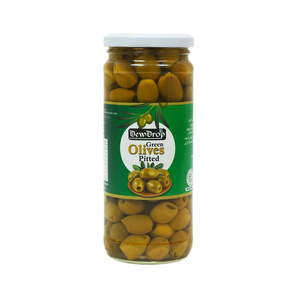 DEWDDROP GREEN OLIVES PITTED 420GM Default Title - MamasJan Grocery Food