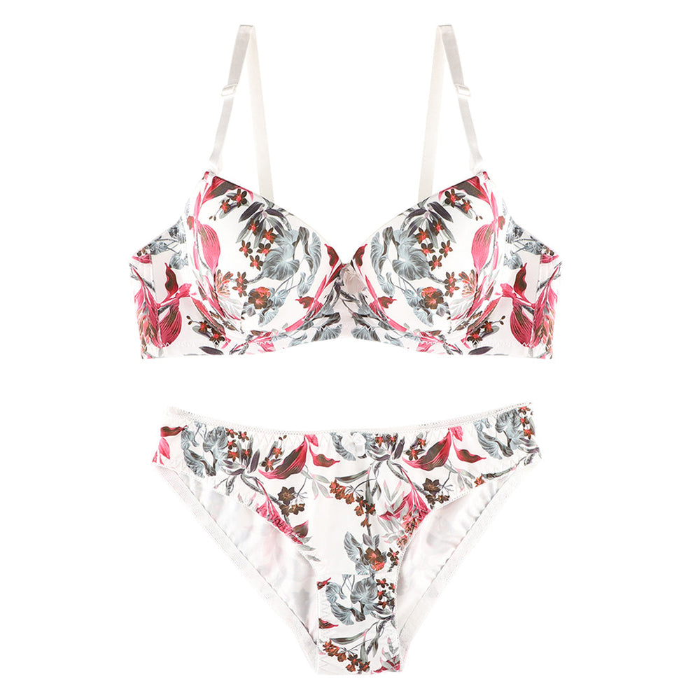 BELLEZA PRINTED PADDED BRA SET A2134 FLORAL WHT / 38-B - MamasJan Lingerie