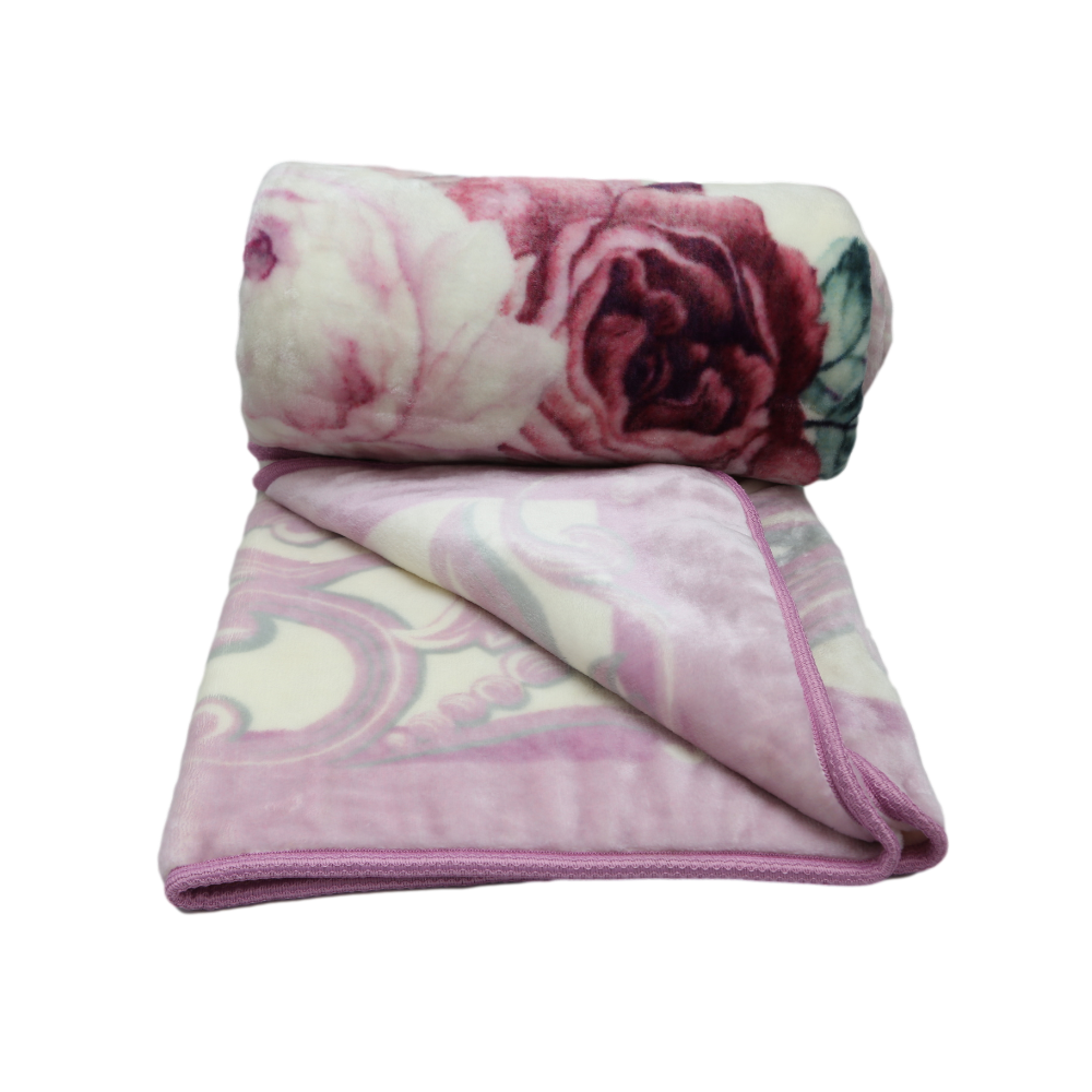 MORA BLANKET GOLD 220X240 White & Reddish Flower - MamasJan s