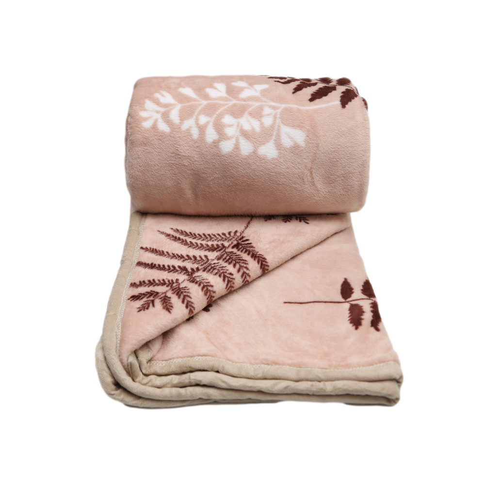 FLEECE BLANKET IR C21-22 Peach White With Flowers - MamasJan s