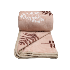 FLEECE BLANKET IR C21-22 Peach White With Flowers - MamasJan s
