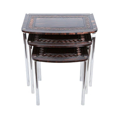 TABLE SET 3 PC BLACK GOLDEN 01 Default Title - MamasJan Household