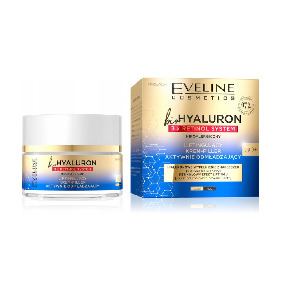 EVELINE BIO HYALURON 3X RETINOL SYSTEM CREAM FILLER 50+ 50ML Default Title - MamasJan skincare