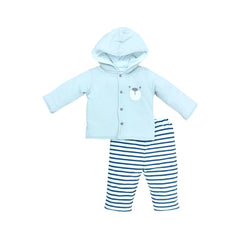BOYS L/S 2PC QUILTED PAJAMA SUIT HOODED MZW-24 0-3M 241-012 Default Title - MamasJan KidsWear