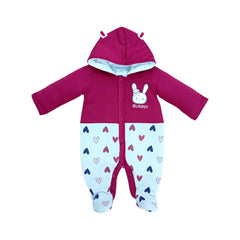 GIRLS L/S QUILTED ROMPER HOODED MZW-24 3-6M 241-025 Default Title - MamasJan KidsWear