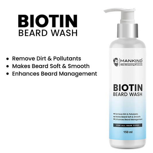 Biotin Beard Wash – Remove Dirt, Oil & Pollutants, Makes Beard Soft & Smooth, Fights Frizz, Flakes & Itchiness 150ml,, Doctor's 👨⚕️ Recommended